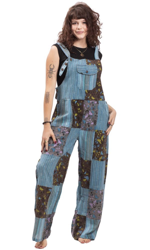 Kalhoty s lackem patchwork modré 1097