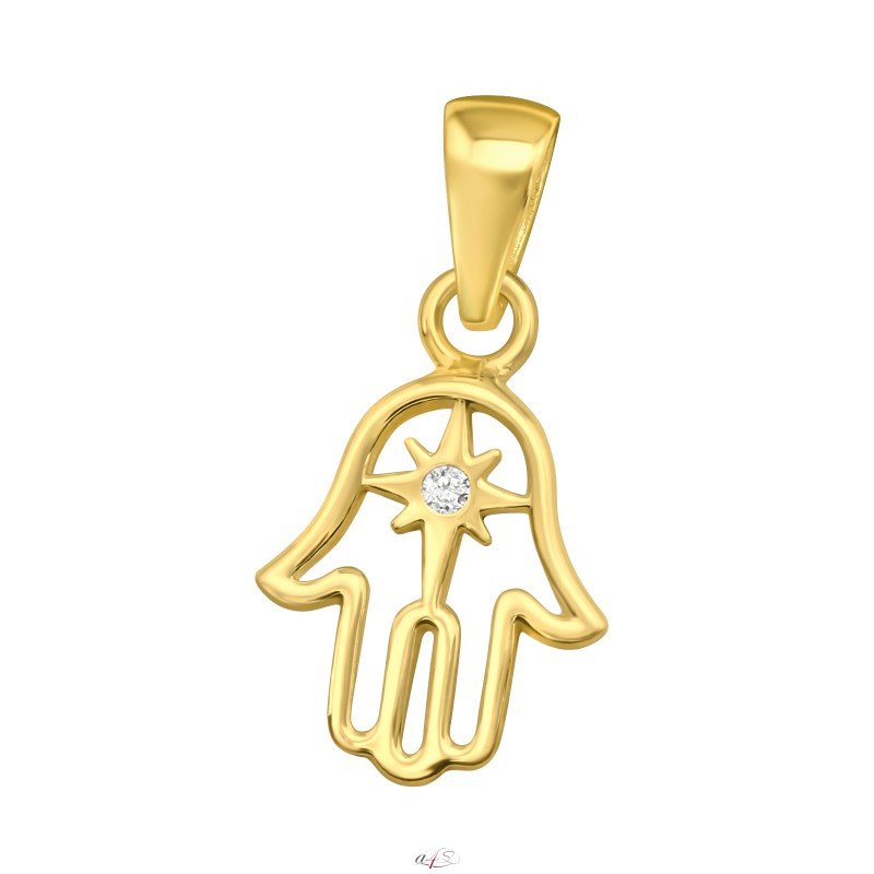Stříbrný přívěsek Hamsa pozlacená 1207