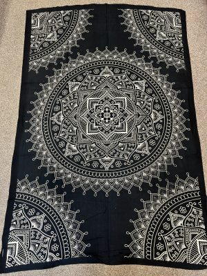 Přehoz - Květinová mandala černo-bílý